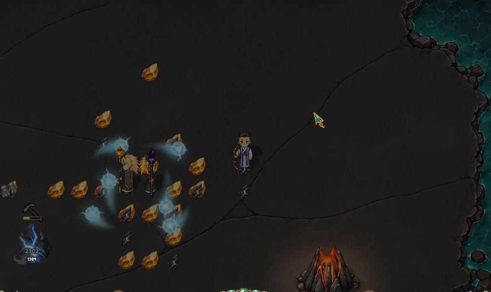 A party fighting restless spirits in a cave